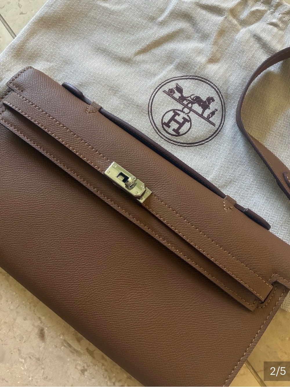 💗Brown Leather Kelly wallet/clutch/ short handle  bag with Removable Strap💗